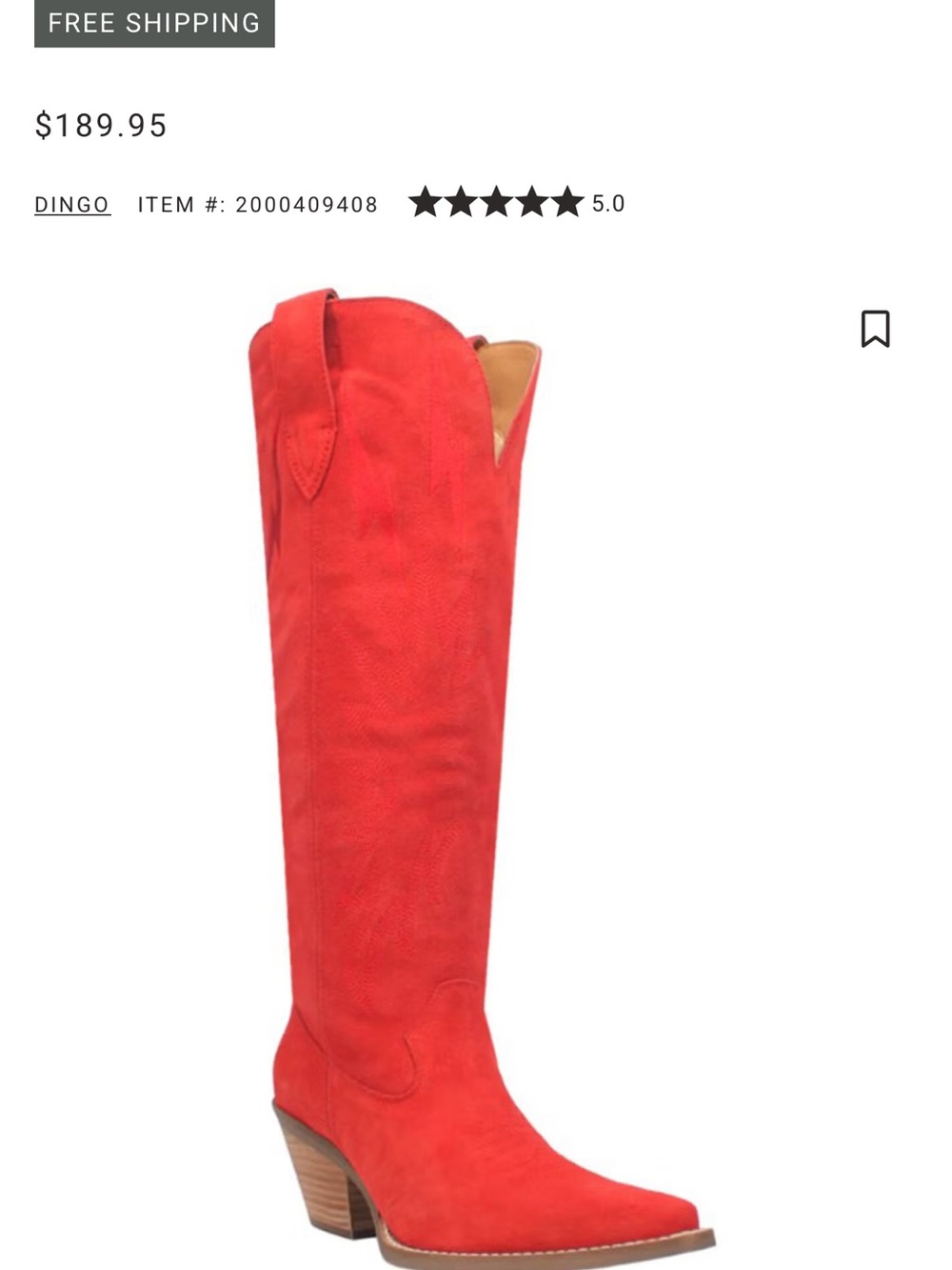 dingo Red Suede Knee-High Western Boot